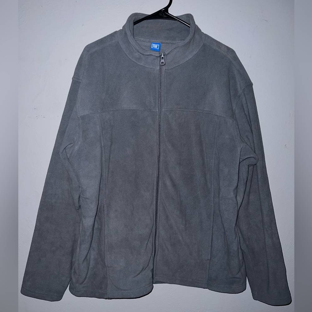 RWW gray soft fuzzy zip up jacket medium with pockets